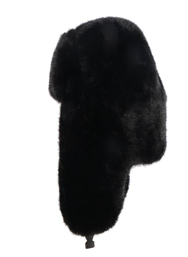 TZ Promise Men Women Winter Fuzzy Fluffy Solid Trapper Hats Windproof Hood Russian Trooper Warm Ear Flaps Cold Weather (Black) - Image 2